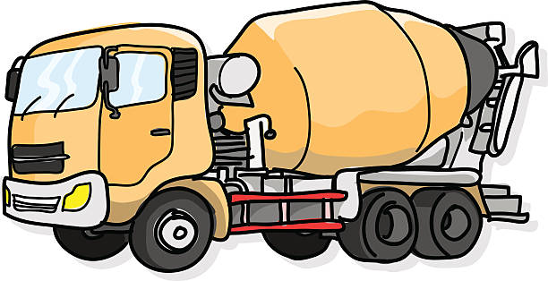 A hand drawn vector illustration of a cement truck.